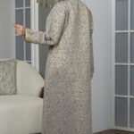 ⁦جلابيه تركواز مفتوح بطبقه داخليه مع شريط ذهبي⁩ - الصورة ⁦8⁩