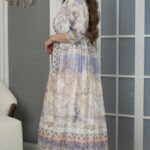 ⁦جلابيه بلياقه مندمجه بتشجر البيج و الموف⁩ - الصورة ⁦4⁩