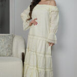 فستان ابيض لنن بكسر