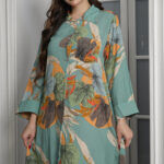 ⁦جلابيه تيفاني قطن بلياقه مرسوم على شكل ورق شجر (3)⁩ - الصورة ⁦3⁩