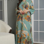 ⁦جلابيه تيفاني قطن بلياقه مرسوم على شكل ورق شجر (3)⁩ - الصورة ⁦5⁩