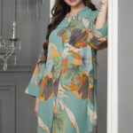 ⁦جلابيه تيفاني قطن بلياقه مرسوم على شكل ورق شجر (3)⁩ - الصورة ⁦2⁩