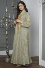 ⁦جلابيه تيفاني خليجيه بلياقه و بترتر ذهبي⁩ - الصورة ⁦4⁩