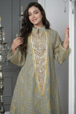 جلابيه تيفاني خليجيه بلياقه و بترتر ذهبي