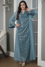 ⁦جلابيه تركواز خليجيه بترتر و لياقه⁩ - الصورة ⁦3⁩