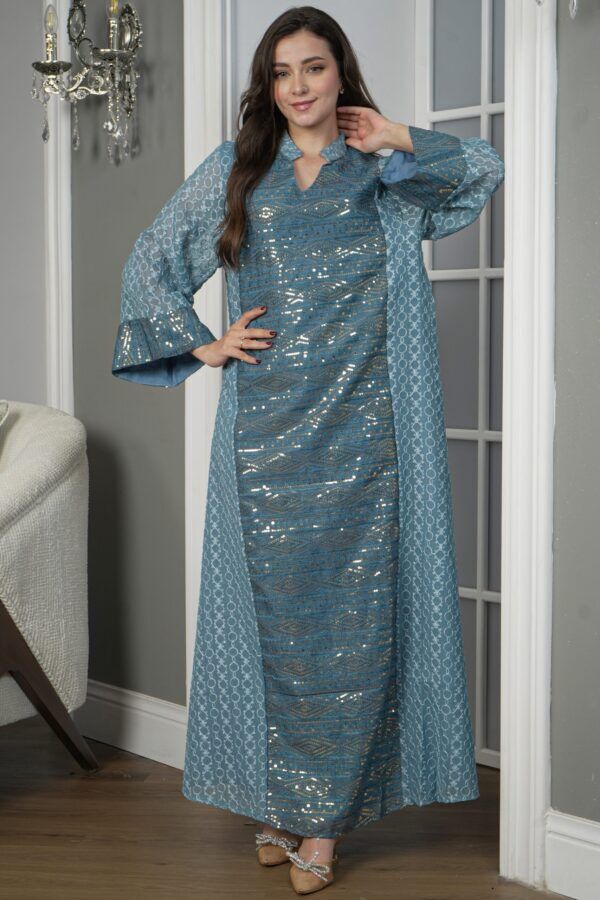 ⁦جلابيه تركواز خليجيه بترتر و لياقه⁩ - الصورة ⁦3⁩