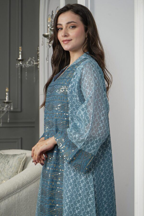 ⁦جلابيه تركواز خليجيه بترتر و لياقه⁩ - الصورة ⁦8⁩