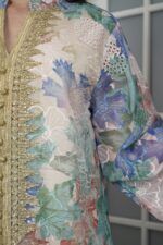 ⁦جلابية مشجره ازرق بتطريز ذهبي⁩ - الصورة ⁦4⁩