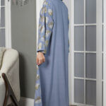 ⁦جلابيه سماوي بترتر كامل على شكل ورق شجر⁩ - الصورة ⁦6⁩