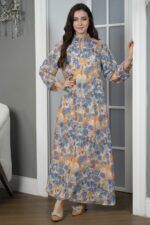 ⁦جلابيه ازرق قطن بلياقه مشجره بورود زهريه (4)⁩ - الصورة ⁦3⁩