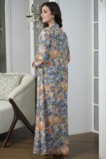 ⁦جلابيه ازرق قطن بلياقه مشجره بورود زهريه (4)⁩ - الصورة ⁦6⁩