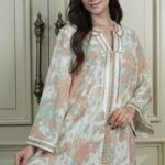 جلابيه تيفاني حرير و شريط شك بخيوط ذهبي من امام