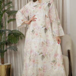 جلابية مشجره بورد وردي