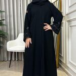 ⁦عباية شك اسود لامع في الأكمام⁩ - الصورة ⁦3⁩