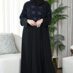 عبايه تالا مطرزة بخيوط كحلي