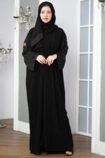 ⁦عباية كريب بشك على الأكمام على شكل  جذور ورد⁩ - الصورة ⁦4⁩