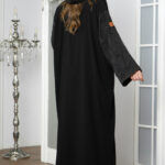 ⁦عباية كريب بشك على الأكمام على شكل  جذور ورد⁩ - الصورة ⁦8⁩