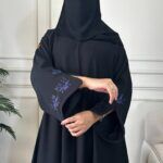 ⁦عباية سيلين مزينة بشك مخفي بلون كحلي⁩ - الصورة ⁦3⁩