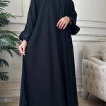 ⁦عباية سيلين مزينة بشك مخفي بلون كحلي⁩ - الصورة ⁦4⁩