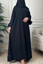 ⁦عباية سيلين مزينة بشك مخفي بلون كحلي⁩ - الصورة ⁦4⁩