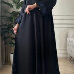 ⁦عباية سيلين مزينة بشك مخفي بلون كحلي⁩ - الصورة ⁦5⁩