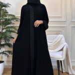 عبايه ساده كريب محدده من امام و كم صفط