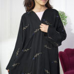 عبايه بناتي بتطريز كامل بلون نحاسي و كحلي