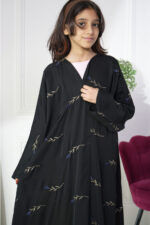 عبايه بناتي بتطريز كامل بلون نحاسي و كحلي