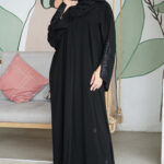 ⁦عبايه الماسة كريب بتطريز بشك اسود⁩ - الصورة ⁦4⁩