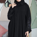 ⁦عبايه الماسة كريب بتطريز بشك اسود⁩ - الصورة ⁦7⁩