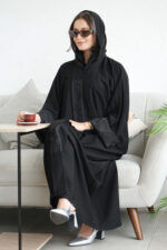 ⁦عبايه لهفة كريب كلاسيك بكم طي⁩ - الصورة ⁦2⁩