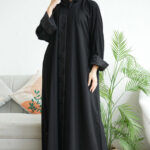 ⁦عبايه لهفة كريب كلاسيك بكم طي⁩ - الصورة ⁦5⁩