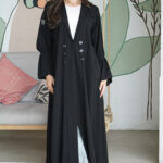 ⁦عباية بليزر قماش انترنت نص كلوش⁩ - الصورة ⁦4⁩