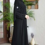 ⁦عباية بليزر كريب بشك اسود و خيوط مخفية بشك⁩ - الصورة ⁦7⁩