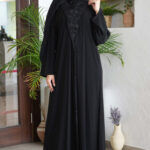 ⁦عباية بليزر كريب بشك اسود و خيوط مخفية بشك⁩ - الصورة ⁦6⁩