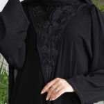 ⁦عباية بليزر كريب بشك اسود و خيوط مخفية بشك⁩ - الصورة ⁦8⁩