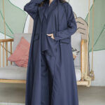 عباية ثلاث قطع كحلي بجيوب طقم