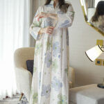 جلابيه سماوي بلياقه مشجره وروده (7)