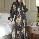 جلابيه اسود بلياقه مشجره كامل  (7)