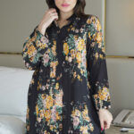 ⁦جلابيه اسود بلياقه مشجره كامل  (7)⁩ - الصورة ⁦5⁩