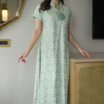 جلابية تيفاني بدقات مثلث اخضر و رصاصي