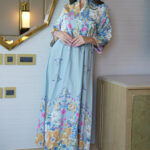 ⁦جلابيه سماوي بلياقه مشجره كامل بورود مرسومه (7)⁩ - الصورة ⁦4⁩