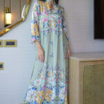 ⁦جلابية تيفاني بلياقه مشجره كامل بورود مرسومه (7)⁩ - الصورة ⁦4⁩