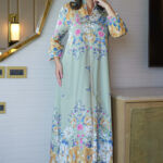 ⁦جلابية تيفاني بلياقه مشجره كامل بورود مرسومه (7)⁩ - الصورة ⁦7⁩