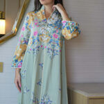 ⁦جلابية تيفاني بلياقه مشجره كامل بورود مرسومه (7)⁩ - الصورة ⁦3⁩