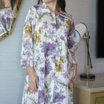 ⁦جلابيه موف بلياقه مرسوم على شكل ورود (7)⁩ - الصورة ⁦7⁩