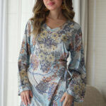 مخاوير سماوي بربط من اجناب و مطرز بفصوص و خرز من امام