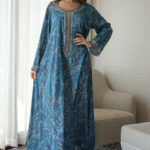 مخاوير ازرق تطريز اماراتيه محدد من الحلق بفصوص ذهبي (7)