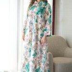 ⁦جلابيه تركواز بلياقه مرسوم على شكل ورود (7)⁩ - الصورة ⁦4⁩