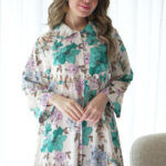 ⁦جلابيه تركواز بلياقه مرسوم على شكل ورود (7)⁩ - الصورة ⁦7⁩